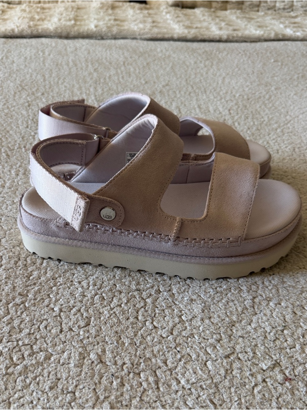 UGG Women's Sand Goldenstar Glide Sandals Adjustable Back Strap 10 New